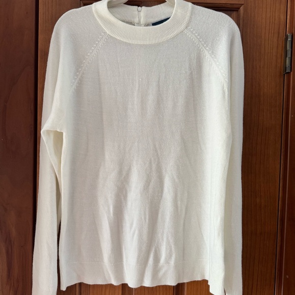 Karen Scott Lux Soft Sweater Women’s XL White Ivory Mock Neck Zipper Back - Picture 1 of 3